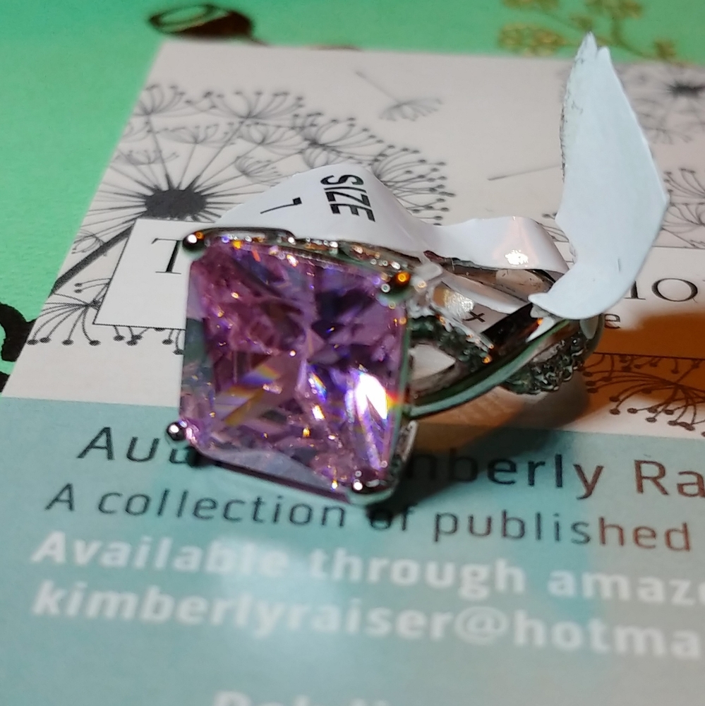 Pink Sapphire crystal 12mm gemstone ring